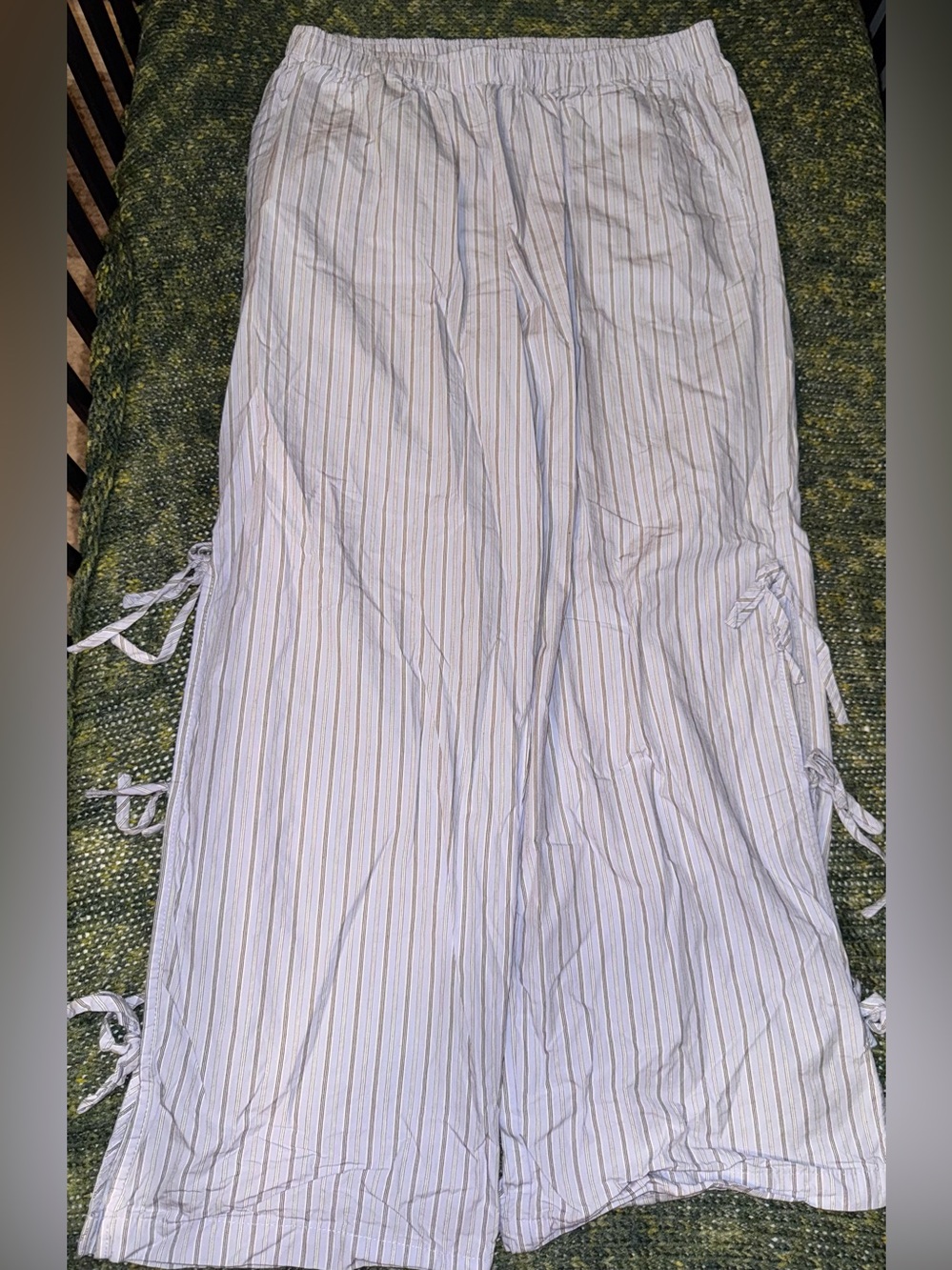 Light Blue Striped Cotton Pants